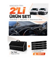 e-biz RENAULT MASTER (2011-2021) Uyumlu Torpido Örtüsü + Tay Tüyü Bagaj Çantası - Siyah-Gri - RE037