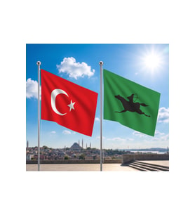 Avar İmparatorluğu Bayrağı ve Alpaka Kumaş Türk Bayrağı 2'li Set 70x105cm