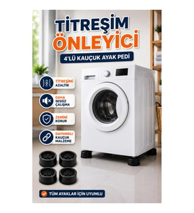 Çamaşır Makinesi İçin 4’lü Titreşim Önleyici Kauçuk Ayak Pedi Seti