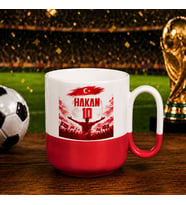 BK Gift Kişiye Özel Türkiye Taraftar Temalı 2026 Dünya Kupası Tasarımlı Kırmızı Joyful Kupa Bardak -7, Tek Yürek Milli Takım Ruhu