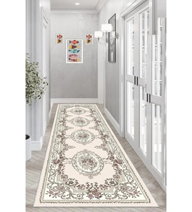 Dijital Baskı Yıkanabilir Kaymaz Taban Vintage Salon Halısı ve Yolluk, Bej-Pembe 60 x 120, 95541173601207