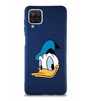 Samsung Galaxy A12 Soft Premier Kapak Donald Duck-B Tasarımlı Silikon Kılıf - Lacivert (Şeffaf)