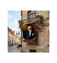 Atatürk ve Türk Bayrağı Poster Bayrak Premium Raşel Kumaş ATA13