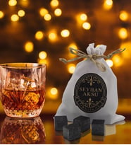 BK Gift Kişiye Özel İsimli Özel Kesesinde 12’li Doğal Granit Viski Soğutma Taşı Seti - Model 5