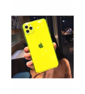 Iphone 11 Pro Kılıf Neon Renkli Kamera Korumalı Parlak Sarı Silikon