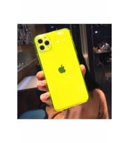 Iphone 11 Pro Kılıf Neon Renkli Kamera Korumalı Parlak Sarı Silikon