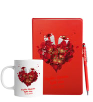 Sevgililer Gününe Özel Kırmızı Defter Kalem & Kupa Hediye Seti 32