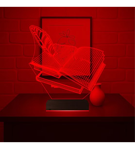 Luvivia Öğretmene Hediye Kitap Mesajlı Kişiye Özel 3D Lamba - Masa Gece Lambası