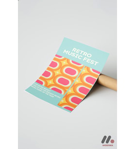 Retro Music Fest Posteri, Çerçevesiz Yüksek Kalite Duvar Afişi - Modern Ev Dekorasyonu