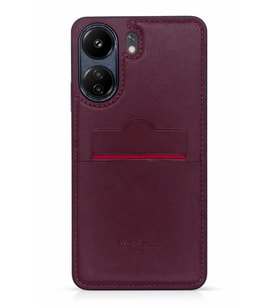 Redmi 14C Kartlıklı Rich Boss Lüx Deri Kılıf Koyu Kırmızı