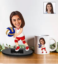 Kişiye Özel Voleybol Tasarımlı Karikatür Biblo Ve Kupa Hediye Seti 104