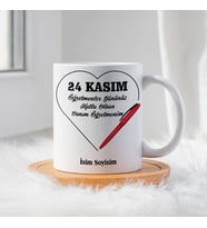 Öğretmenler Günü İçin Kişiye Özel Porselen Kupa Bardak - BY-KP-0000298 (Beyaz)