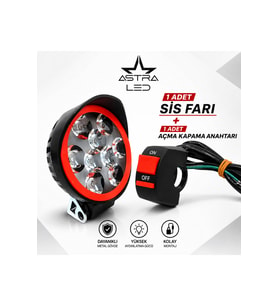 1 adet Açma Kapama Anahtarlı 2 Modlu Motosiklet LED Far Takımı – Flash Modu - Beyaz Işık (12V)