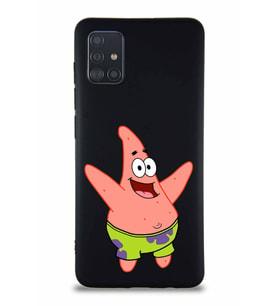 Samsung Galaxy A51 Soft Premier Kapak Patrick Yıldız Tasarımlı Silikon Kılıf - Siyah (Şeffaf)