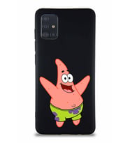 Samsung Galaxy A51 Soft Premier Kapak Patrick Yıldız Tasarımlı Silikon Kılıf - Siyah (Şeffaf)