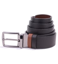 Dagoster DMK26-465DG Siyah Taba 4 cm Çift Taraflı Hakiki Deri Erkek Kemer (Siyah-Taba)