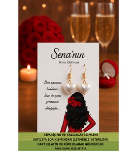 Kalpli Sallantılı Küpe 40 Adet   Siyah Saçlı Kız - Nikah Hediyesi - Kına Hediyesi - Nişan Hediyesi