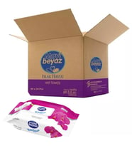 Mavi Beyaz Islak Havlu Mendil 90 Yaprak Orkide 24 Lü Set Plastik Kapaklı  (2160 Yaprak)