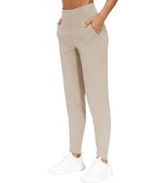 Kadın Yüksek Bel Yoga Koşu Egzersiz Joggers Hafif Eşofman Altı JOGER-EŞOFMAN (Bej)