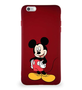 Apple iPhone 6S Plus Soft Premier Kapak Mickey Mouse-E Tasarımlı Silikon Kılıf - Mürdüm (Şeffaf)