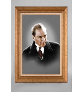 Çerçeveli Paspartulu Atatürk Tablo a593 (Gold)