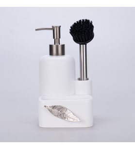 Leaf Fırçalı Sıvılı Süngerlik Beyaz Gümüş