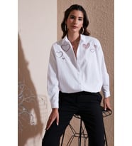 Lela Kalp Detaylı % 100 Pamuk Regular Fit Gömlek Bayan GÖMLEK 51443511 (Beyaz)