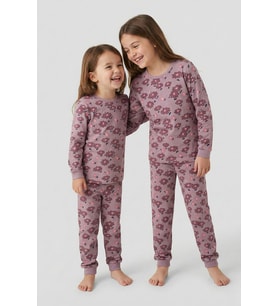 Purple Flower Desenli Kız Çocuk Pijama Takımı