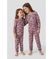 Purple Flower Desenli Kız Çocuk Pijama Takımı