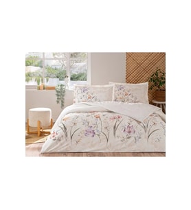Özdilek Ranforce -White Lily Lila- Çift Kişilik Nevresim Takımı