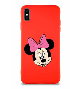 Apple iPhone XS Max Soft Premier Kapak Minnie Mouse-C Tasarımlı Silikon Kılıf - Kırmızı (Şeffaf)