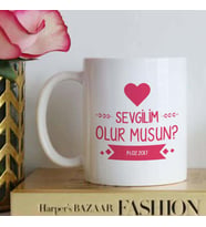 Kişiye Özel Sevgilim Olur Musun Tasarımlı Kupa Bardak (Beyaz)