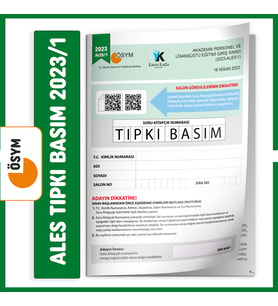 ALES 2023/1 Nisan ÖSYM Tıpkı Basım Çıkmış Soru Türkiye Geneli Dijital Çözümlü De