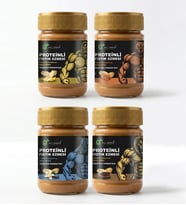 ALL GREEN: 4'lü Paket: Proteinli Fıstık Ezmesi (Karamel, Muz, Vanilya, Kakao) Fıstık Proteini, Maca Kökü Tozu ile 325 gr x 4