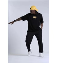 Erkek Kısa Kol Yazlık Tişört Bisiklet Yaka Baskılı Oversize T-Shirt - Siyah