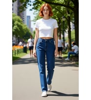 Kadın Yüksek Bel Düz Kesim Denim Pantolon Fonksiyonel Dayanıklı Kaliteli Konforlu Estetik Şık