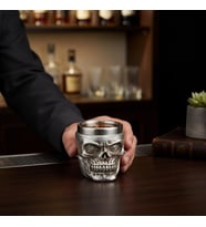 Gotik Silver Kurukafa İşlemeli Paslanmaz Çelik 2’li Premium Shot Bardağı Seti – 55 ml