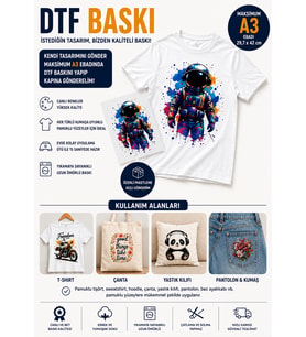 Kişiye Özel DTF Transfer Baskı - Fotoğraf, Logo, Yazı ve Tasarım Baskısı Ütü ile Kumaşa Uygulanabilir