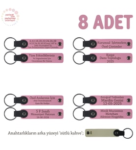 Pembe & S Kahve, Söz Merasimi Anısı Olarak, 8'li Set, Yeni Çiftlere İsim Yazılı Anahtarlık Hediyesi