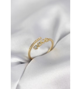 Gold Renk Zirkon Taşlı Minimal Kalp Model Kadın Yüzük TJ-BYK4042