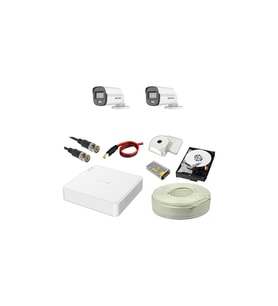 HIKVISION Colorvu 2li 2mp Set Gece Renkli Sesli Görüntü 1TB HDD (Beyaz)