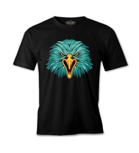 A Turquoise Eagle Face Siyah Erkek Tshirt