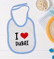 BK Kids I Love Dubai Tasarımlı Mavi Bebek Mama Önlüğü - Model 1