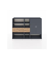 Hyperion Dolap 10 Raflı 2 Çekmeceli 2 Kapaklı 220x44x163 Antrasit-Antrasit/Çam