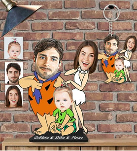 Kişiye Özel Aile Ahşap Biblo ve Anahtarlık 2 li set-22