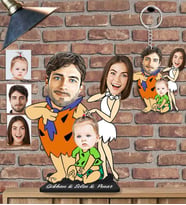 Kişiye Özel Aile Ahşap Biblo ve Anahtarlık 2 li set-22