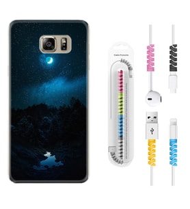 Samsung S7 Edge S20 Fe Plus Ultra S21 S22 Kılıf Kablo Koruma Spiral Silikon Gece 1633