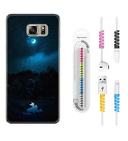 Samsung S7 Edge S20 Fe Plus Ultra S21 S22 Kılıf Kablo Koruma Spiral Silikon Gece 1633
