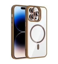 Apple iPhone 14 Pro Max Uyumlu Kılıf Standlı ve Kamera Lens Hediyeli M-Safe Şarj Özellikli Zore Etro Kapak (Gümüş)