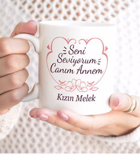 Seni Seviyorum Canım Annem Tasarımlı Kupa Bardak
